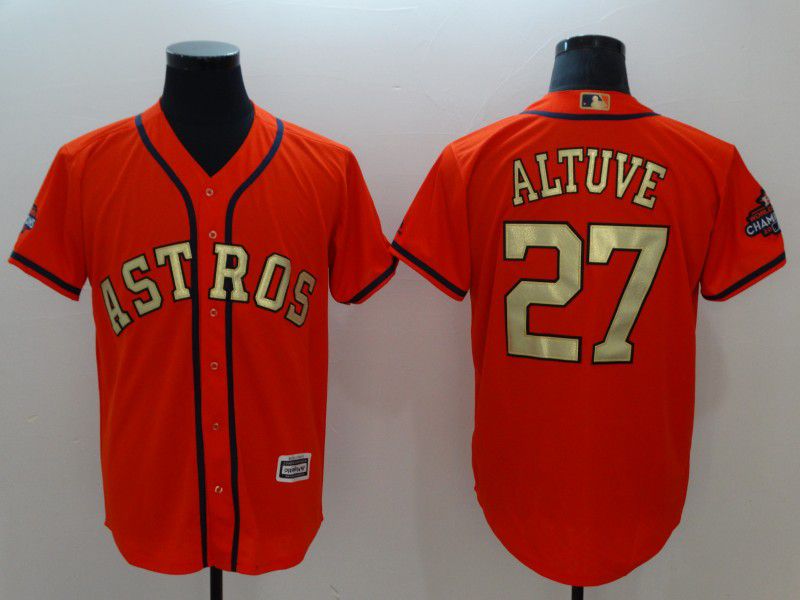 Men Houston Astros #27 Altuve Orange Game Champion Edition MLB Jerseys->->MLB Jersey